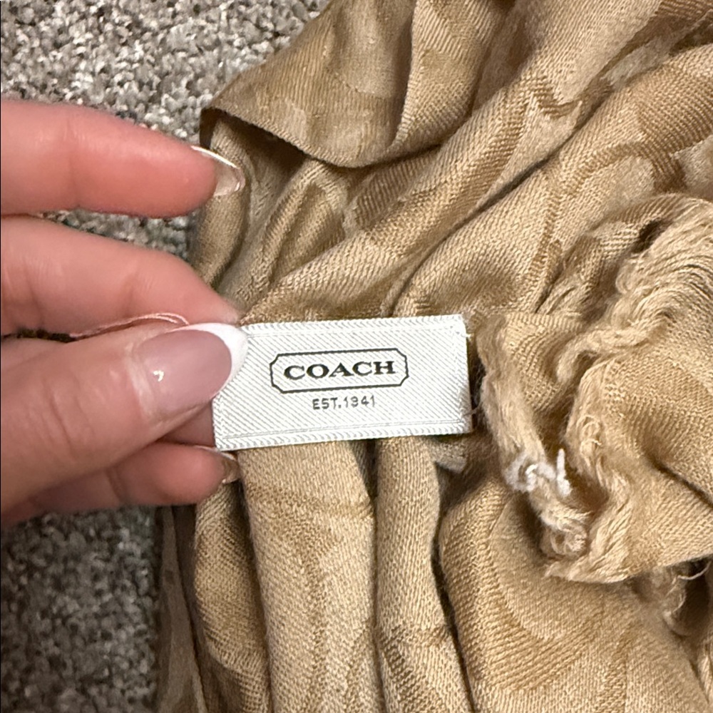 Coach Beige Patterned Scarf - Picture 2 of 5